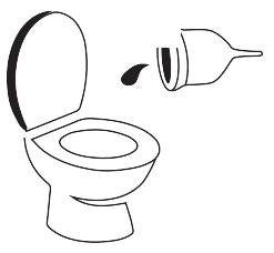 Emptying the cup into the toilet